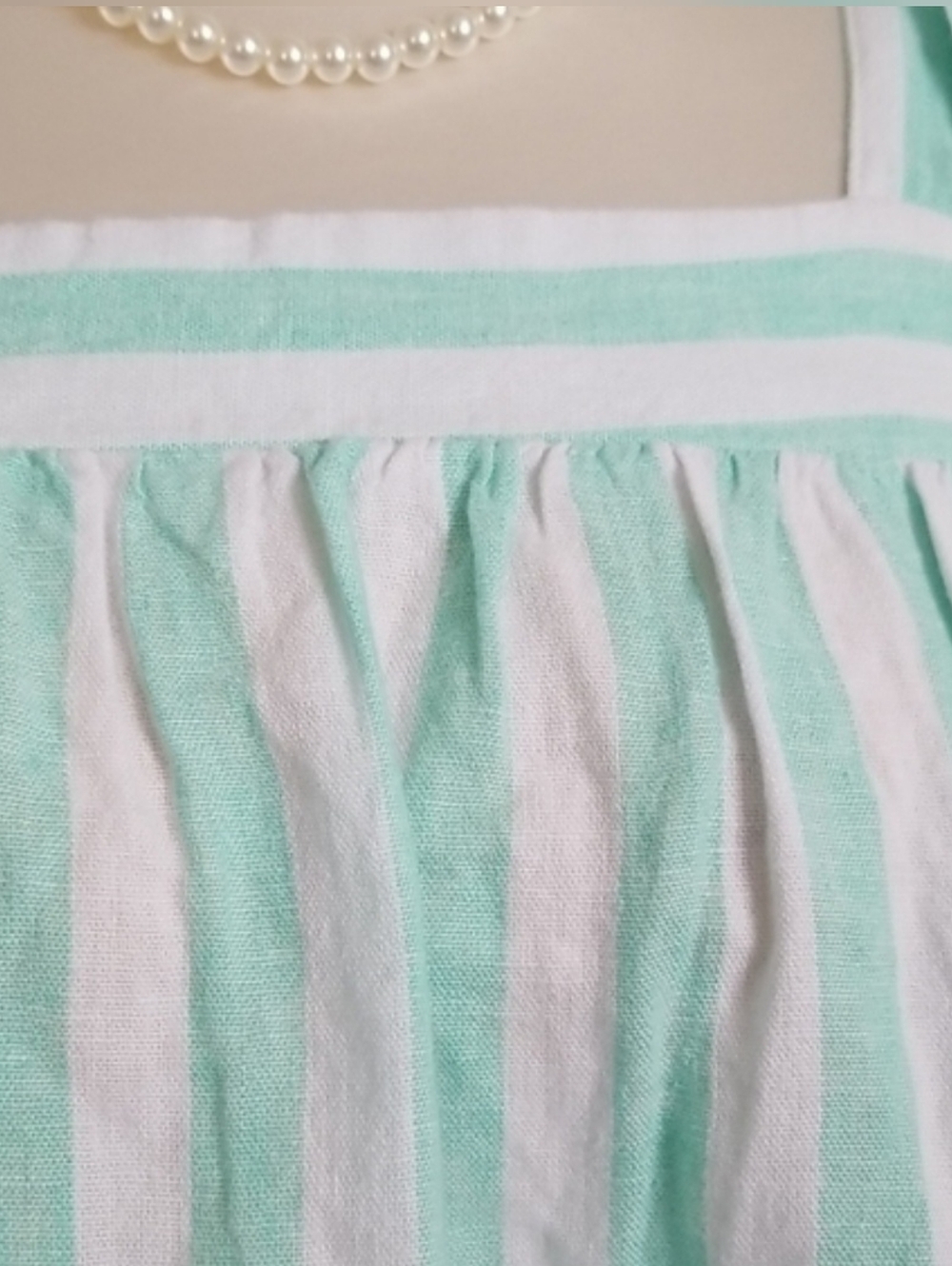 Stoney Clover Lane x Target Mint Green White Striped Linen Blend Crop Tank Top - Picture 3 of 12